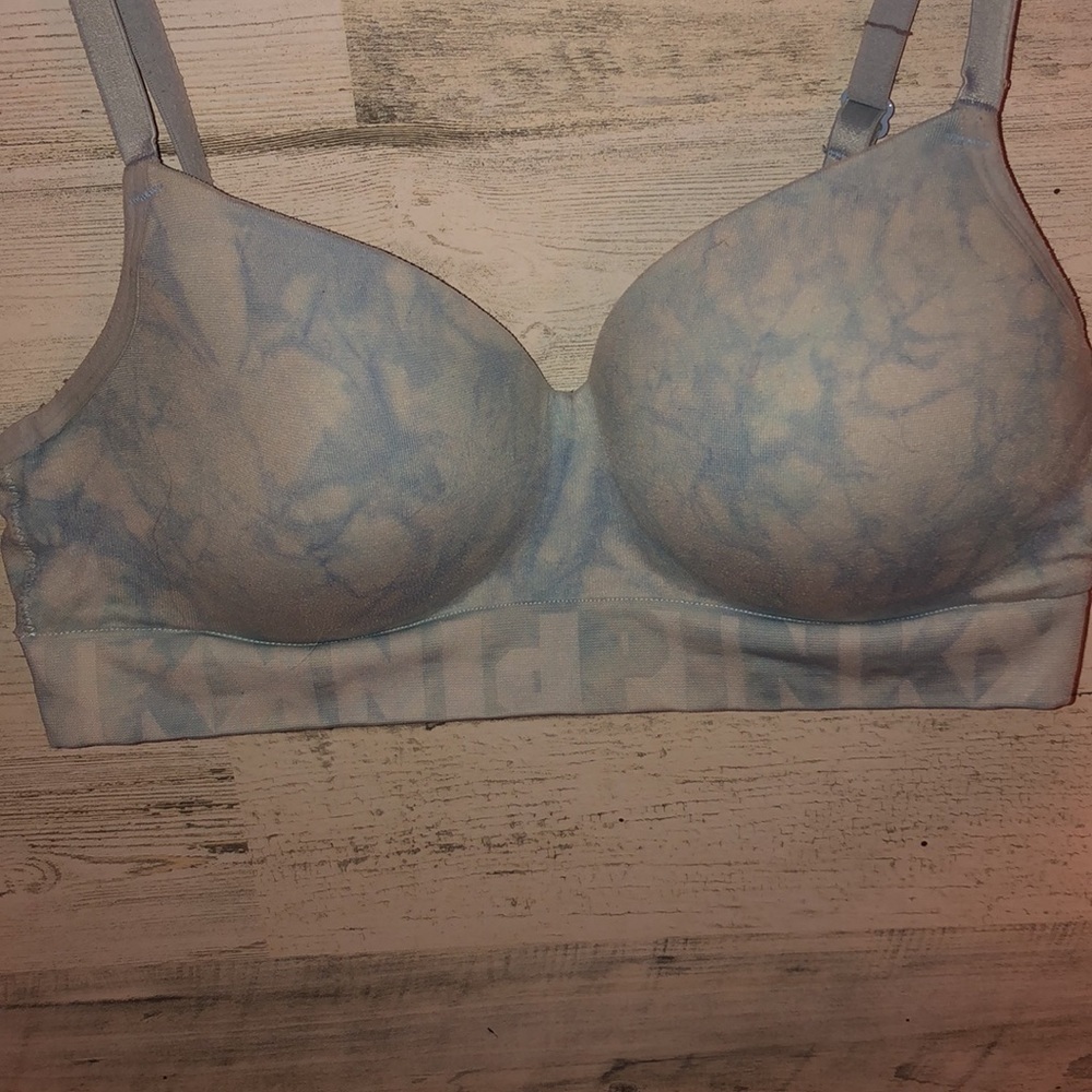 Victoria’s Secret PINK tie dye bra blue and white comfy bra size large​​​ - Picture 3 of 6
